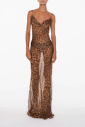 Robe longue transparente Serena en satin et chiffon avec traîne MAX for ME