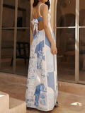 MAX for ME Robe Maxi à Col Carré Imprimé