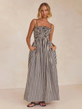 Robe maxi à rayures – Coupe longue fluide avec buste smocké MAX FOR ME