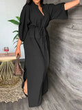 MAX for ME Robe Maxi Élégante à Ceinture lacet