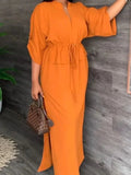 MAX for ME Robe Maxi Élégante à Ceinture lacet