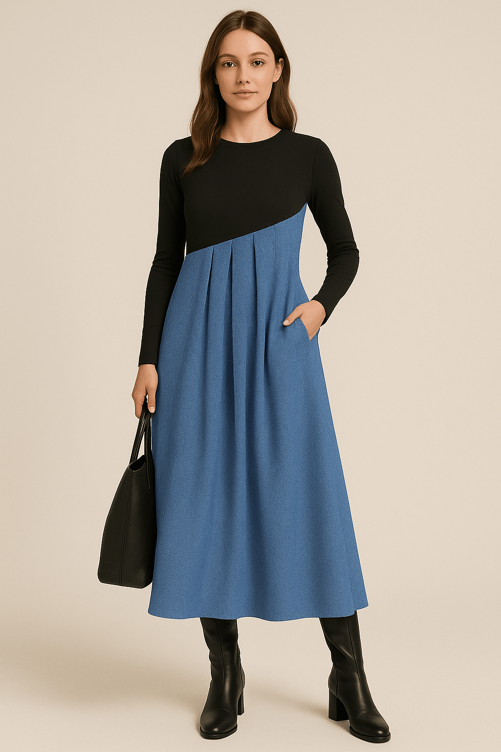 Robe  Maxi Longue à Taille Haute Bleu clair / S MAX FOR ME