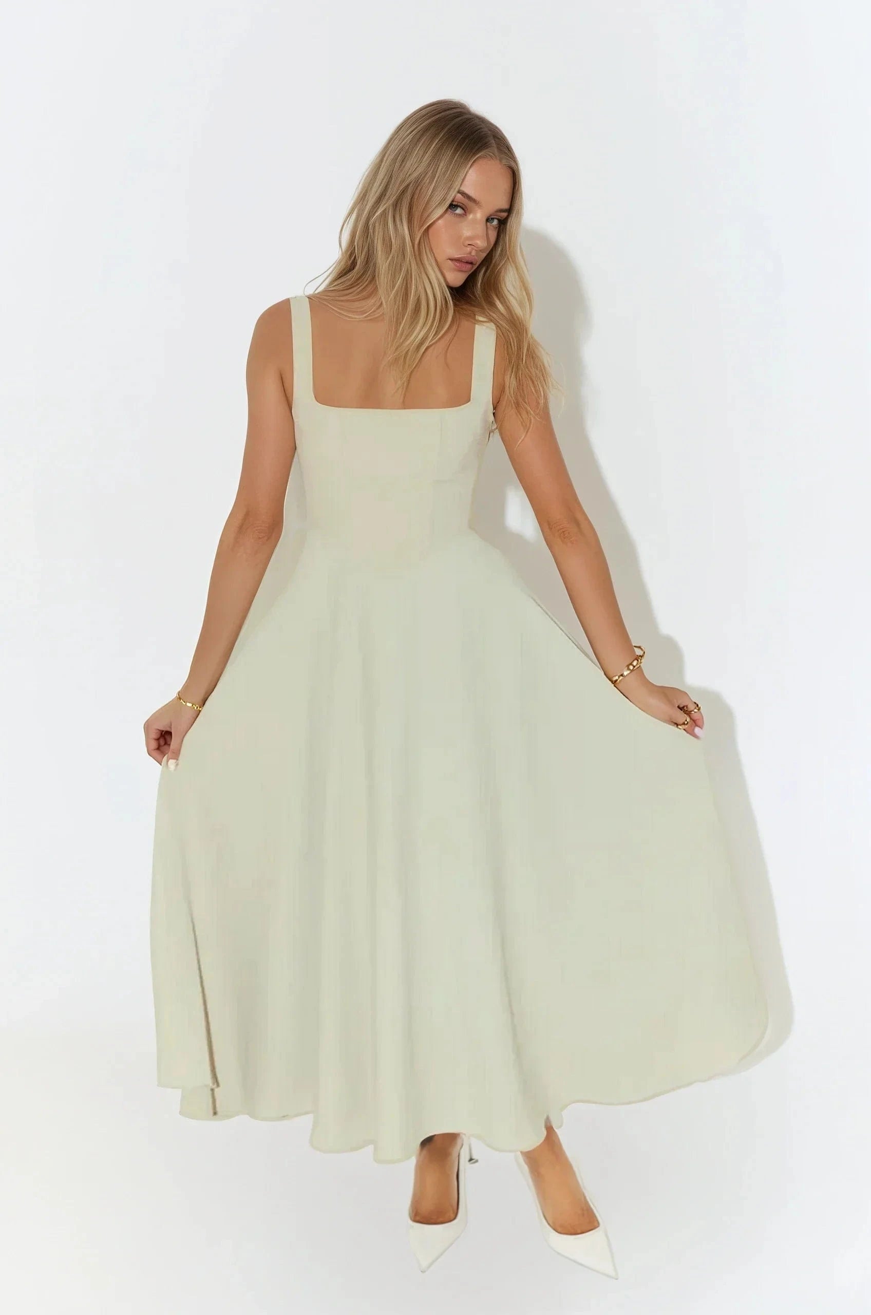 Robe mi-longue à bretelles ajustables – élégance fluide pour été chic MAX FOR ME