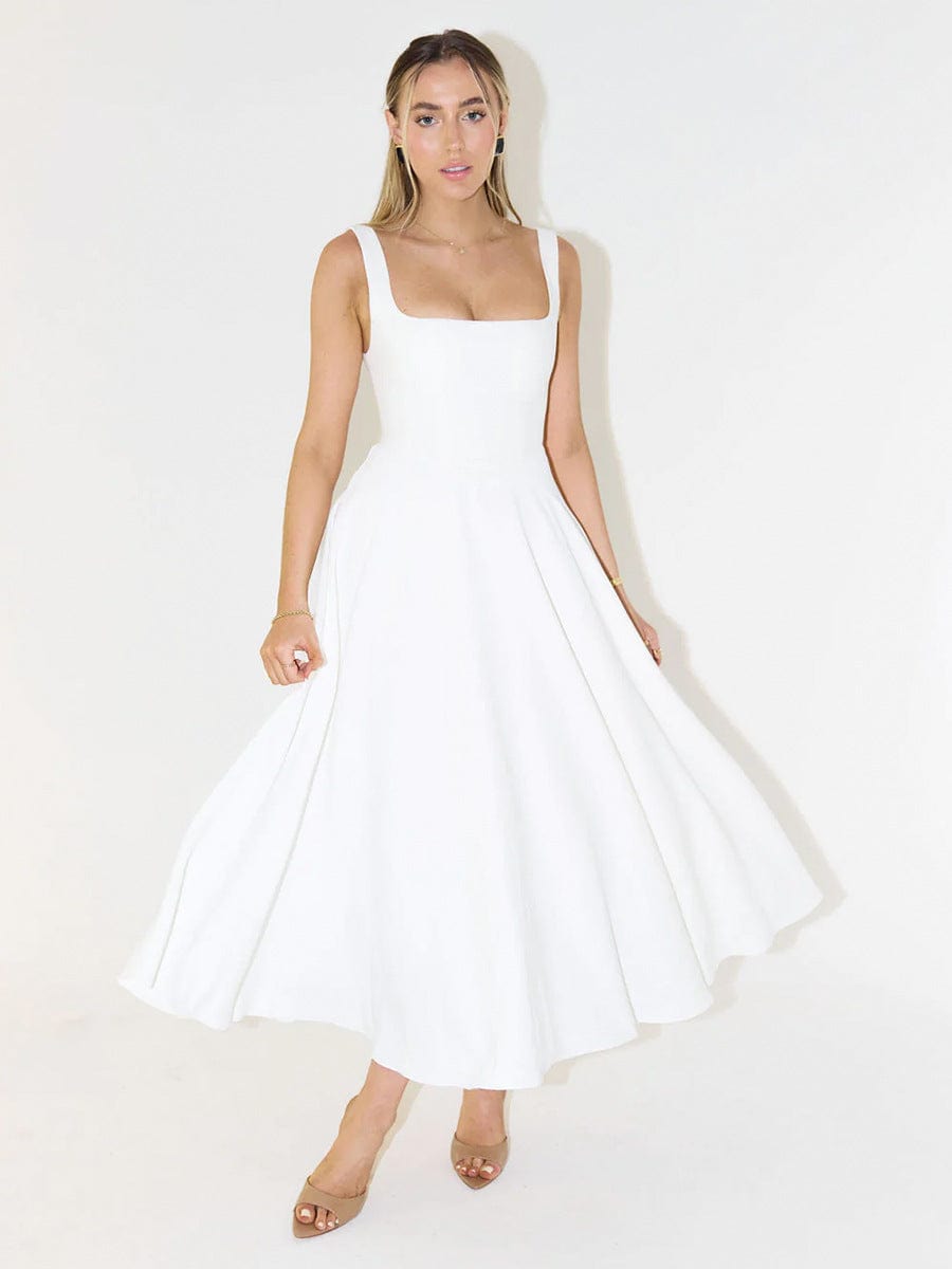 Robe mi-longue à bretelles ajustables – élégance fluide pour été chic MAX FOR ME