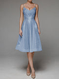 Robe midi brodée blanche – Encolure dos en V et silhouette fluide d’été Bleu clair / S MAX FOR ME