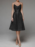 Robe midi brodée blanche – Encolure dos en V et silhouette fluide d’été Noir / S MAX FOR ME