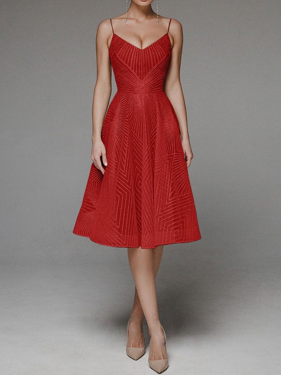 Robe midi brodée blanche – Encolure dos en V et silhouette fluide d’été Rouge / S MAX FOR ME
