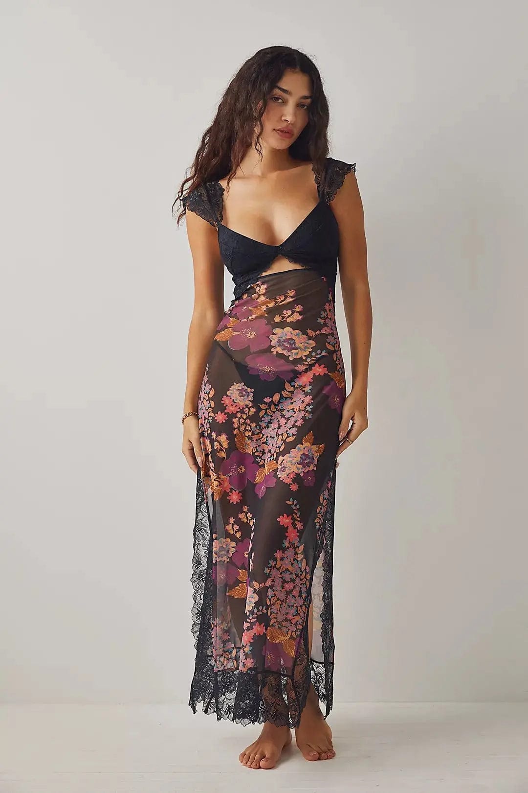 MAX for ME Robe midi Élise fluide avec découpes et volants