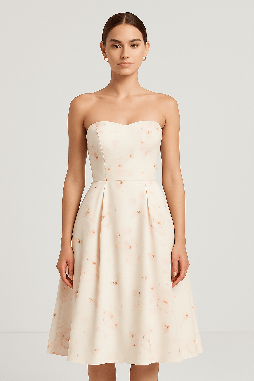Robe Midi Évasée Birdie sans Bretelles Beige Foncé / S MAX for ME
