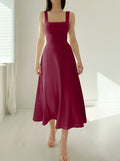 Robe Midi Femme Charbon – Élégance Chic et Intemporelle Rouge Nuit / XS MAX FOR ME