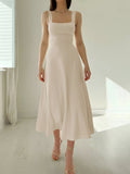 Robe Midi Femme Charbon – Élégance Chic et Intemporelle Blanc / XS MAX FOR ME