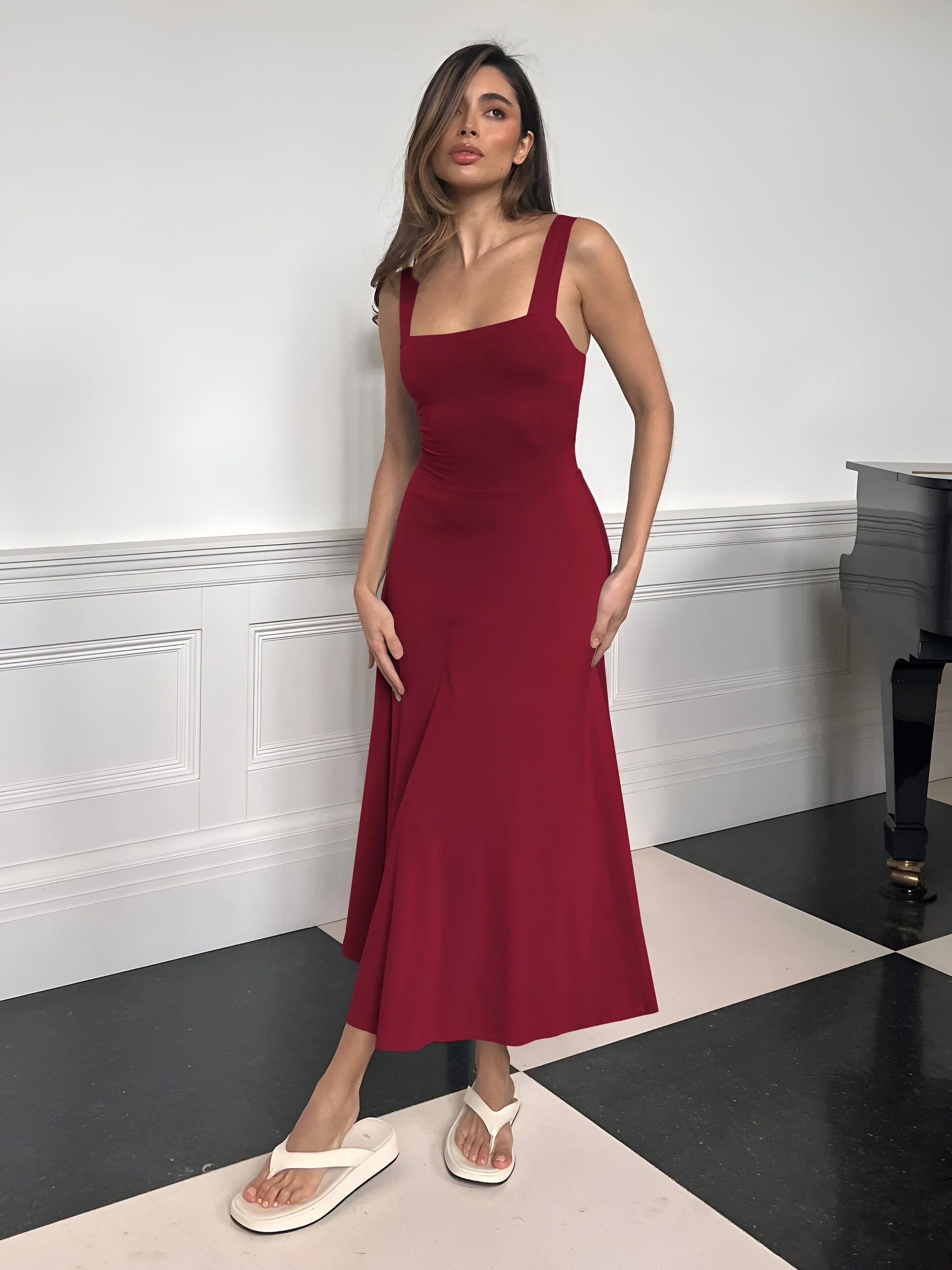 Robe Midi Femme Charbon – Élégance Chic et Intemporelle MAX FOR ME