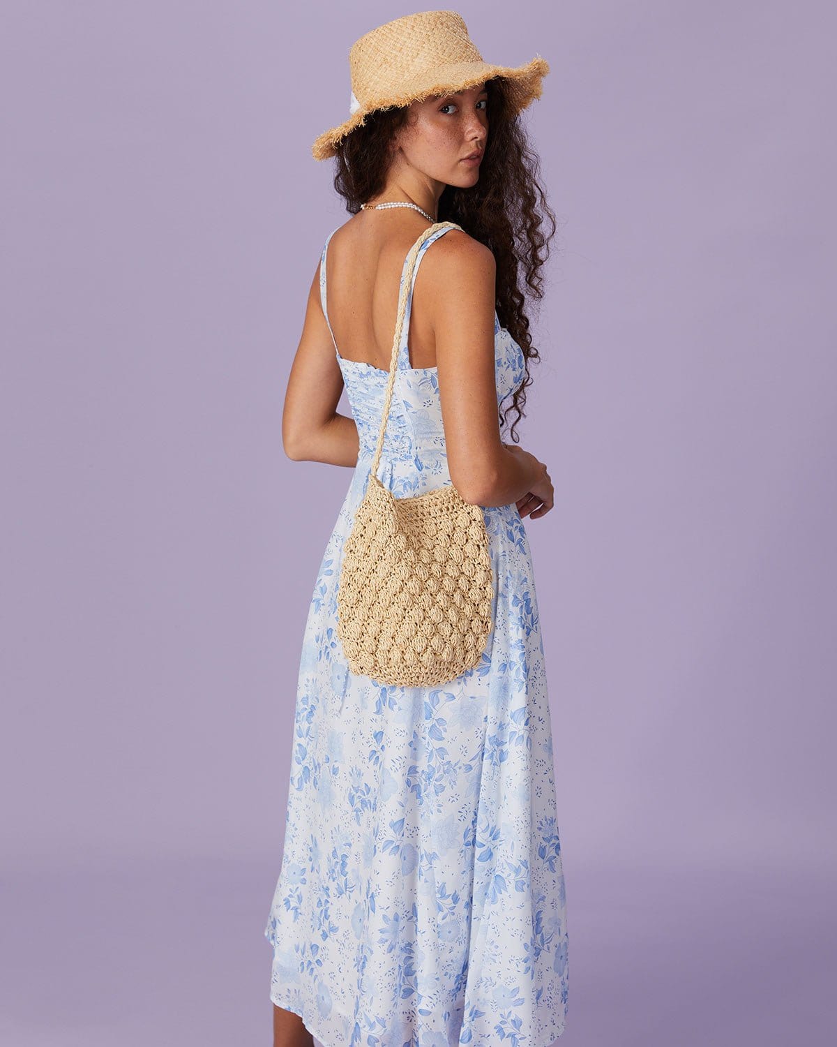 Robe Midi Fleurie Bleu Pastel – Romance d’Été et Silhouette Fluide MAX FOR ME
