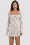 Robe mini Alix en dentelle à pois avec corset 