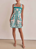 Robe mini en camisole à imprimé floral peint exquis Vert / S MAX for ME