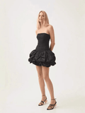 Robe Mini Iris Ballonnée Sans Bretelles Noir / S MAX for ME