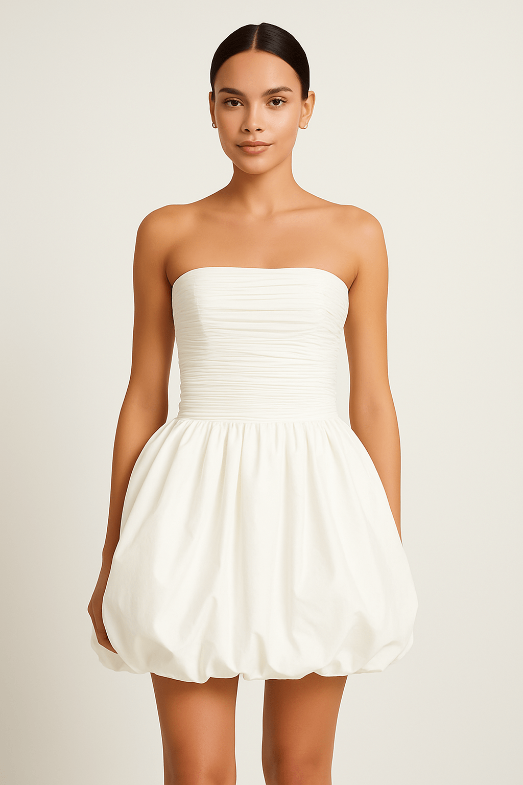 Robe Mini Iris Ballonnée Sans Bretelles Blanc / S MAX for ME