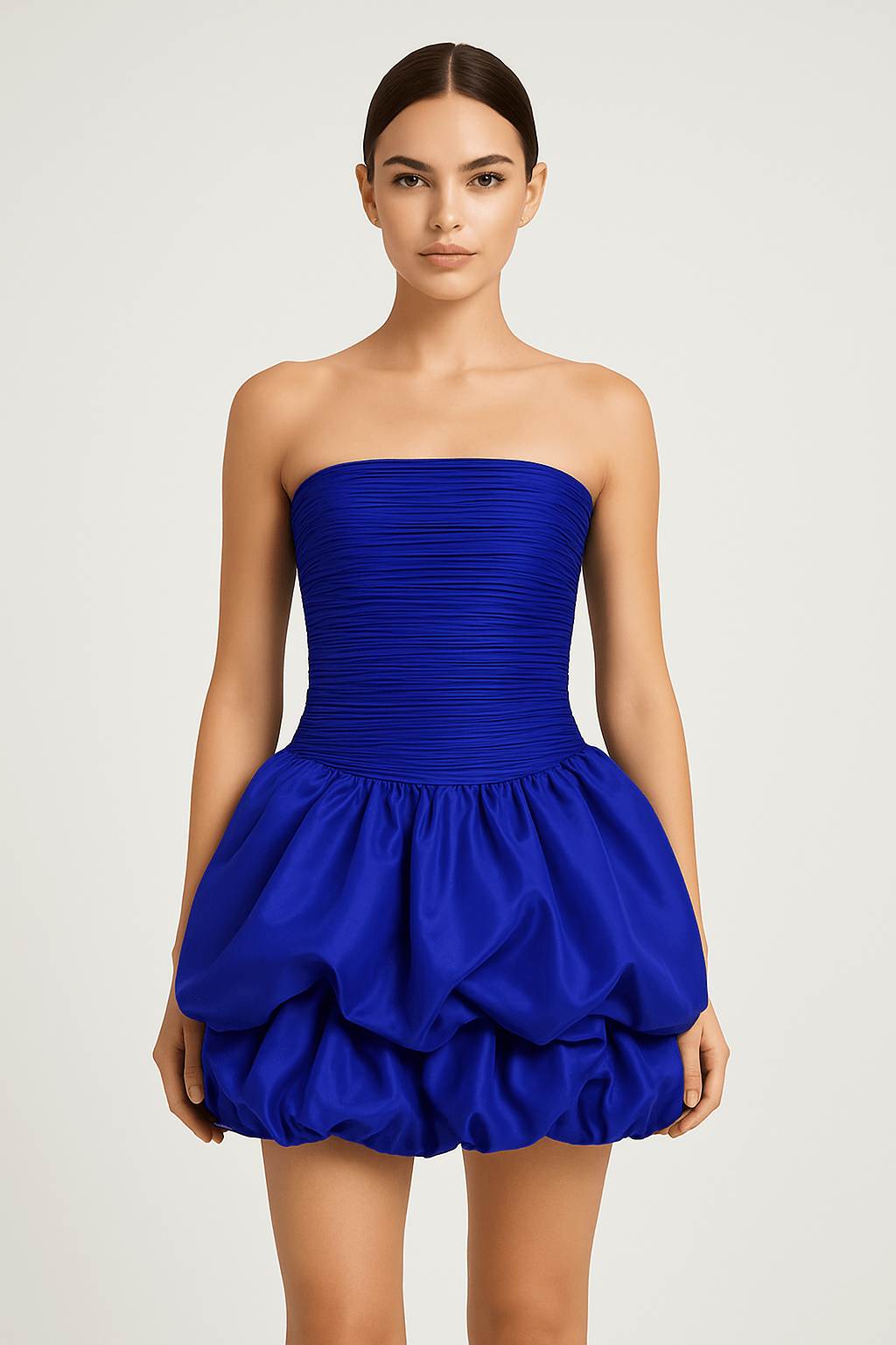 Robe Mini Iris Ballonnée Sans Bretelles Bleu / S MAX for ME