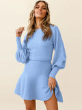 Robe pull à manches lanterne rose - Douceur romantique et style moderne Bleu brumeux / S MAX FOR ME