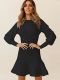 Robe pull à manches lanterne rose - Douceur romantique et style moderne Noir / S MAX FOR ME