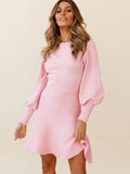 Robe pull à manches lanterne rose - Douceur romantique et style moderne Rose poussiéreux / S MAX FOR ME