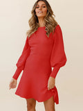 Robe pull à manches lanterne rose - Douceur romantique et style moderne Rouge foncé / S MAX FOR ME