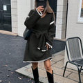 Robe pull en tricot à manches longues coupe ample avec ceinture style automne hiver - MAX FOR ME Noir / S MAX for ME