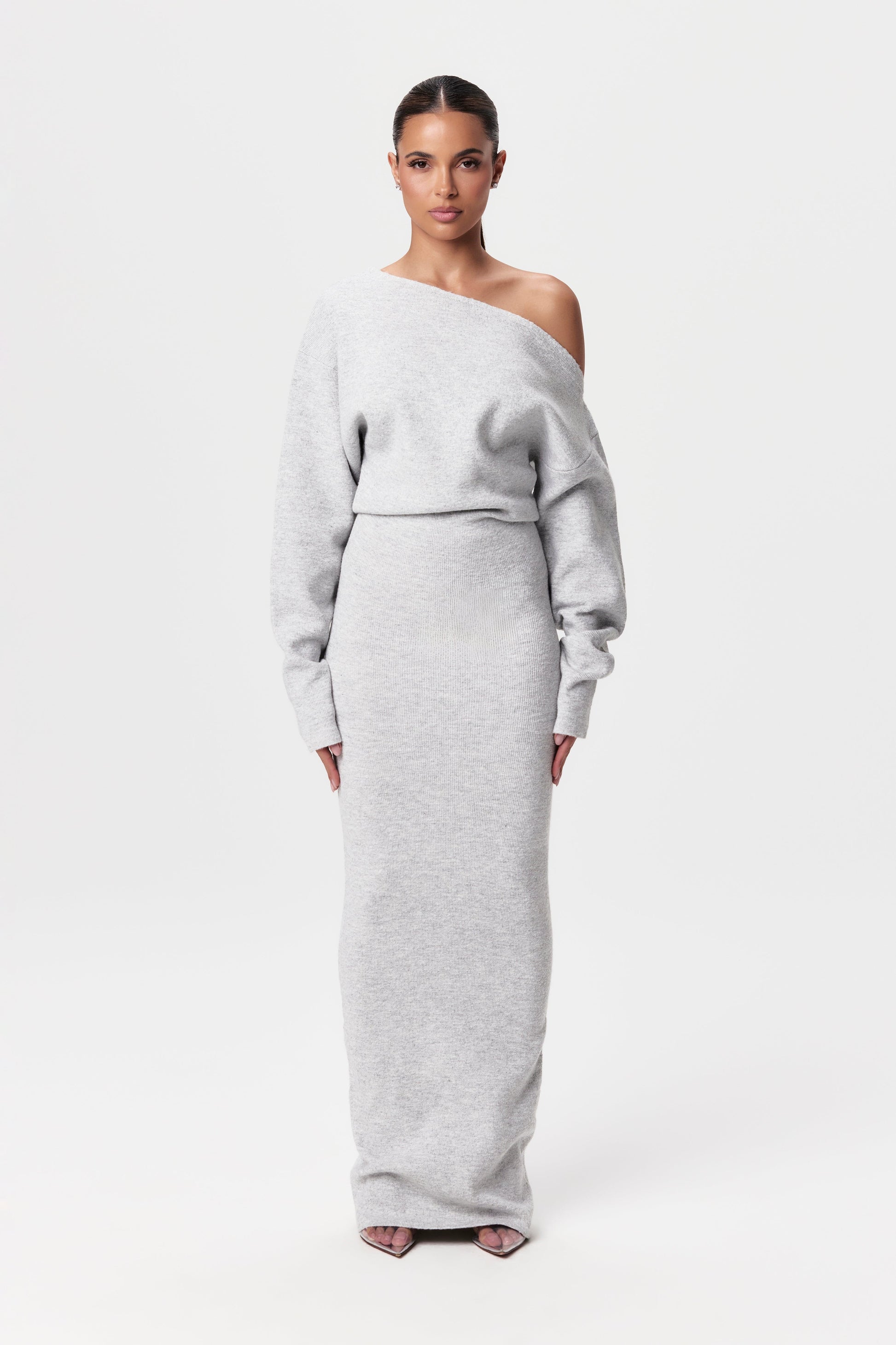Robe Pull Femme Epaule dénudée Gris / S MAX FOR ME