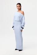 Robe Pull Femme Epaule dénudée Bleu clair / S MAX FOR ME