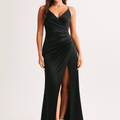 Robe Satinée Drapée Élégance Divine – Robe Longue Fendue Chic MAX for ME