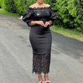 Robes de luxe en dentelle - Manches lanterne Bouffantes Noir / S MAX for ME