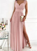 Robes de soirée longue - Manche en dentelle - Mode estivale Rose / S MAX for ME