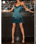 Mini Robe à Paillettes et Plumes Brillance et Glamour 
