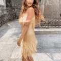 Mini Robe à Paillettes et Plumes Brillance et Glamour 