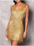 MAX for ME robes S (36) / Or Mini Robe à Paillettes et Plumes Brillance et Glamour