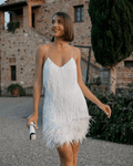 Mini Robe à Paillettes et Plumes Brillance et Glamour 