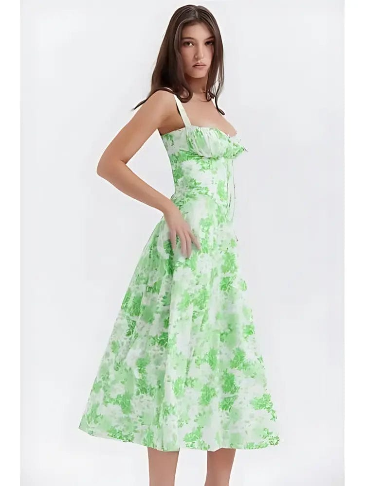 MAX for ME robes 36 / Vert Robe Fleurie Caraco