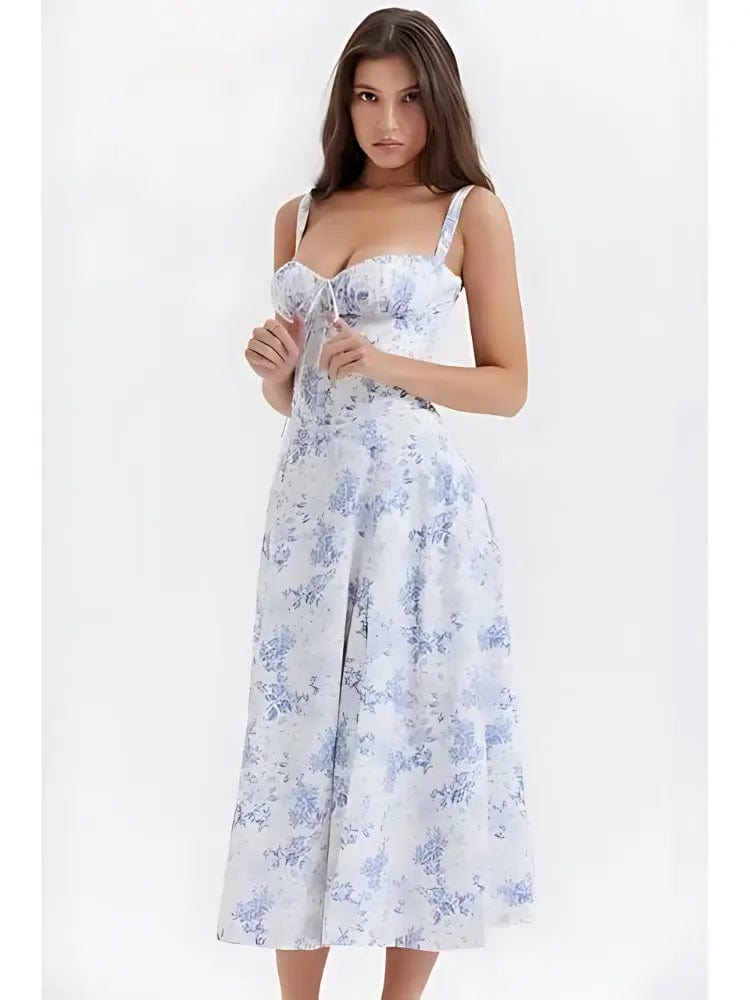 MAX for ME robes 36 / Bleu Robe Fleurie Caraco