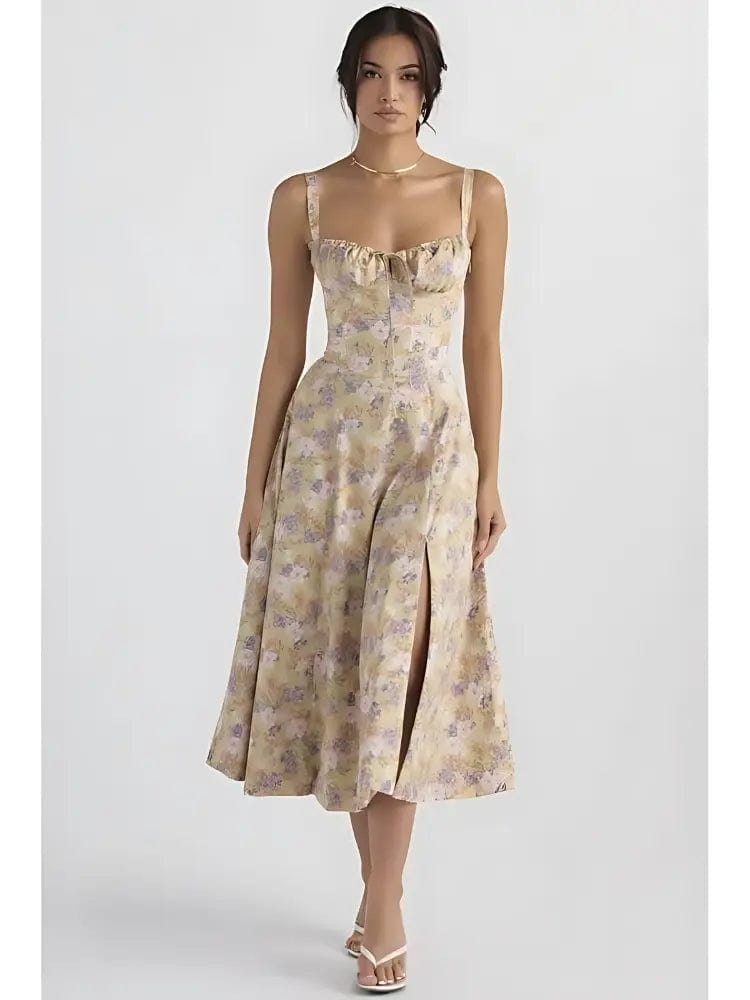 MAX for ME robes 36 / Taupe Robe Fleurie Caraco