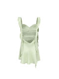 Robe Lina Vert clair – Sensualité satinée avec dos nu et traîne romantique 