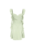 Robe Lina Vert clair – Sensualité satinée avec dos nu et traîne romantique 