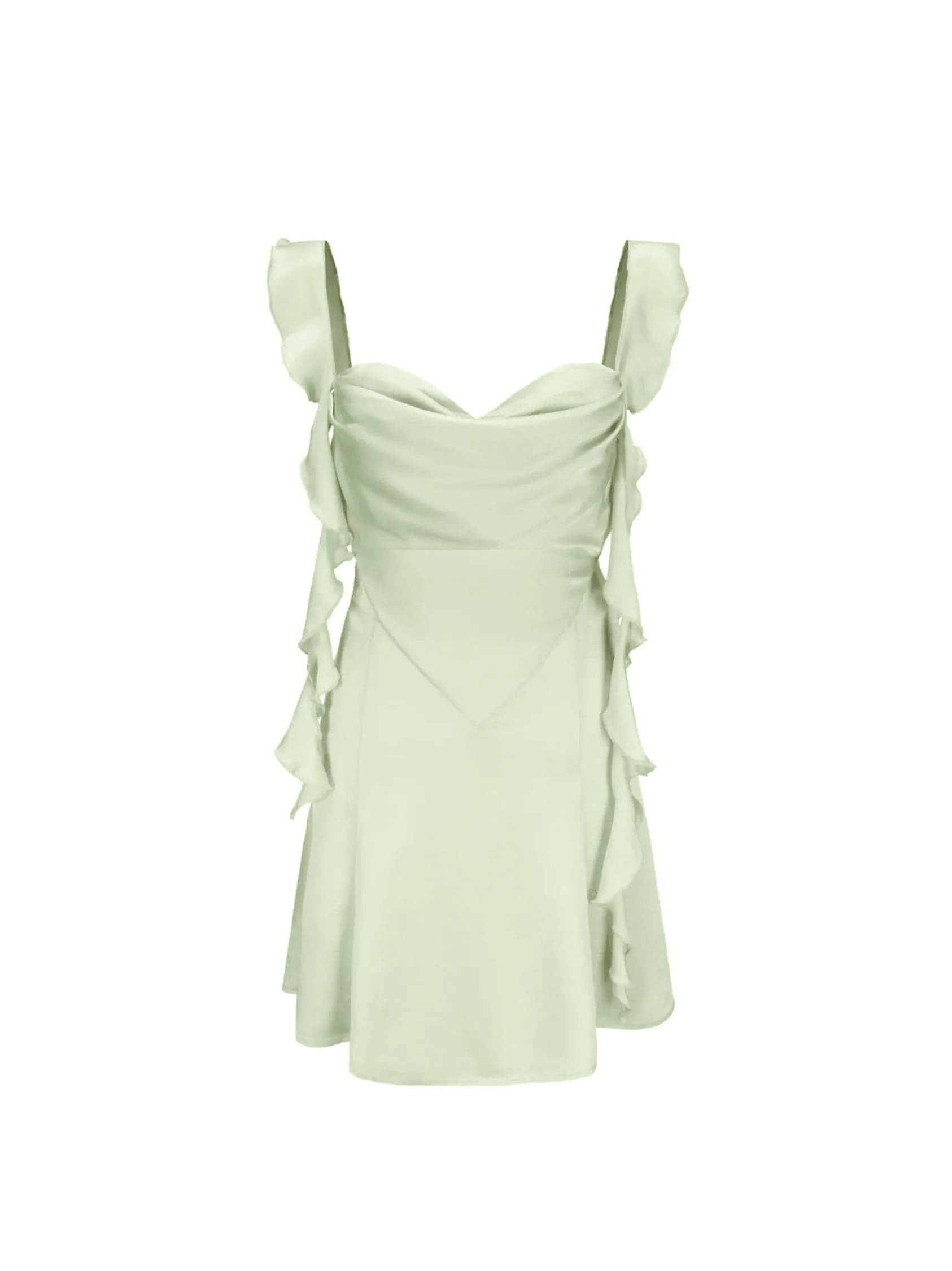 Robe Lina Vert clair – Sensualité satinée avec dos nu et traîne romantique 