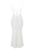 MAX for ME robes Robe longue Adriana en dentelle semi-transparente avec dos ouvert