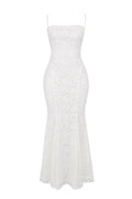 MAX for ME robes Robe longue Adriana en dentelle semi-transparente avec dos ouvert