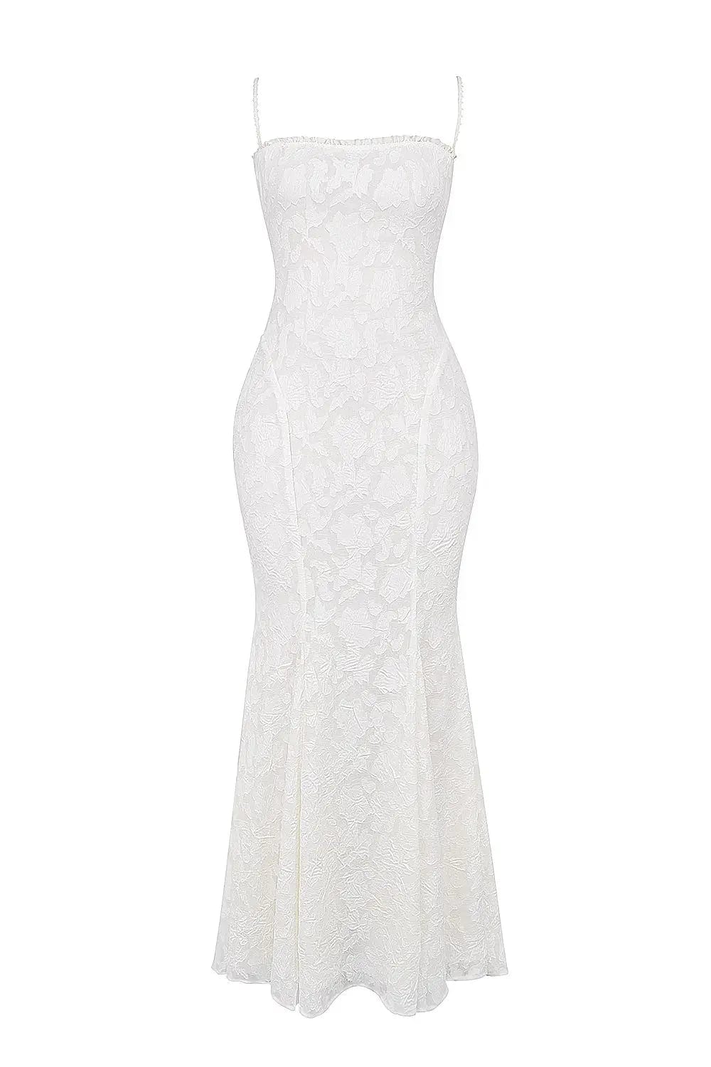 MAX for ME robes Robe longue Adriana en dentelle semi-transparente avec dos ouvert