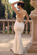 MAX for ME robes Robe longue Adriana en dentelle semi-transparente avec dos ouvert