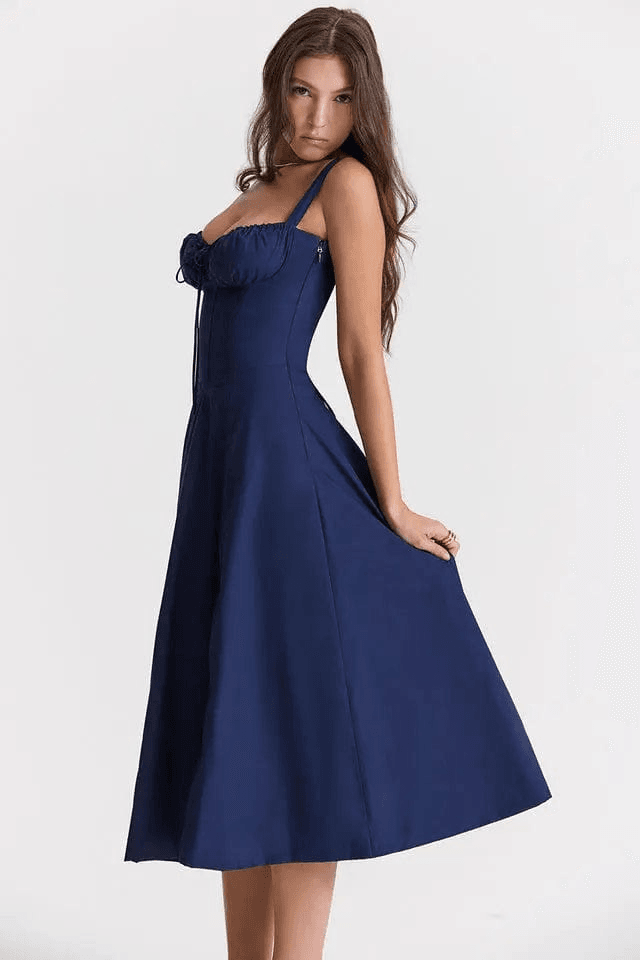 Robe longue avec corset Amaya – Élégance en coton et féminité affirmée 