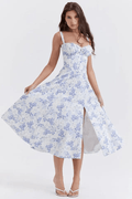 Robe longue avec corset Amaya – Élégance en coton et féminité affirmée 