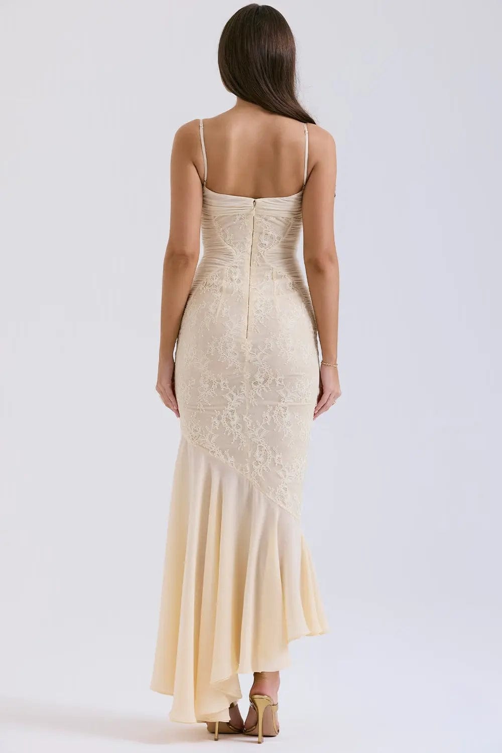 MAX for ME robes Robe longue Delphine en dentelle et chiffon
