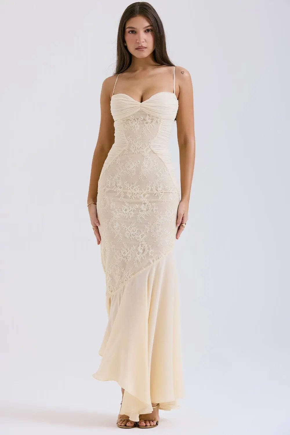 MAX for ME robes Robe longue Delphine en dentelle et chiffon